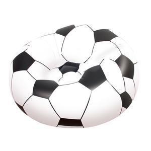 Fauteuil gonflable enfant football - PVC - 114 x 112 x 71 cm - Blanc et Noir