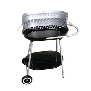 Barbecue ovale au charbon - 78 x 44 x H 91 cm - gris, noir