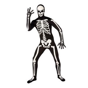 Déguisement seconde peau de squelette pour adulte - Taille unique - Noir, blanc