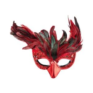 Masque de corbeau à plumes - 35 x 25 cm - Noir
