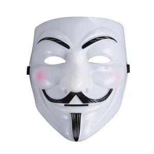 Masque adulte rigide anonyme en plastique - 19 x 17 cm - Blanc