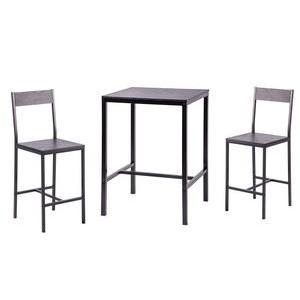 Table haute + 2 chaises - Métal et mdf - 60 x 60 x H 90 cm - Noir