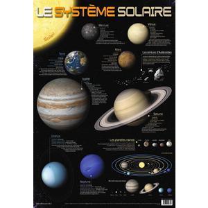 Poster système solaire - Papier plastifié - 76 x 52 cm - Multicolore