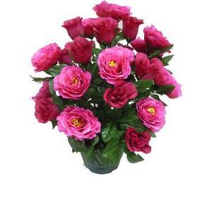 Potée de 24 roses - Polyester - 38 x H 50 cm - Différents coloris