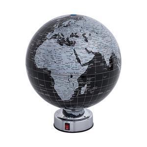 Globe terrestre rotatif - Polypropylène - Ø 20 x H 24 cm - Noir et gris