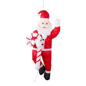 Père Noël sucre d'orge à suspendre - H 120 cm - Rouge, blanc