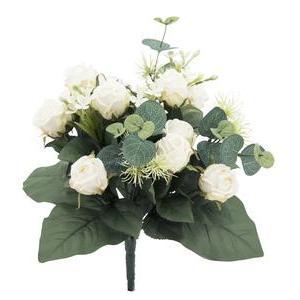 Bouquet de 12 roses et feuillages - Blanc