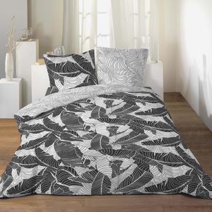 Parure de lit à motifs plumes - 240 x 220 cm - Gris, blanc