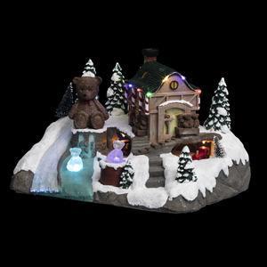 Scène de Noël animée & lumineuse Usine de Jouets - Déco de village - L 28 x H 18.5 x l 22.5 cm - Multicolore - FEERIC LIGHT & CHRISTMAS