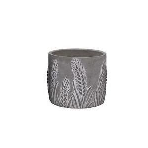 Pot en ciment avec motif épis de blé - ø 12 x H 11 cm - Gris - MOOREA - Différentes tailles
