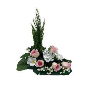 Jardinière cyprès, roses et chrysanthèmes artificiels - H 40 cm - Différents modèles - Multicolore