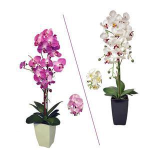 Orchidée en pot - Plastique et polyester - Hauteur 80 cm - Noir Blanc