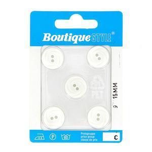 5 boutons - Plastique - Ø 15 mm - Blanc