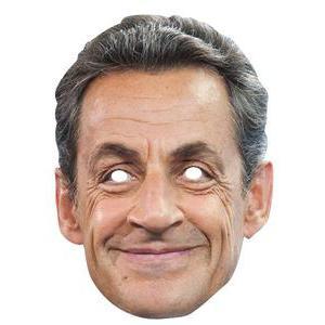Masque de Nicolas Sarkozy en carton - 30 x 21 cm - Multicolore
