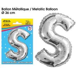 Ballon métallique argent lettre s