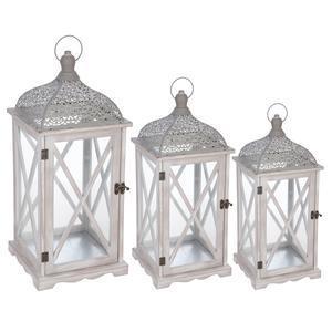 3 lanternes en bois et métal ajouré - H 37.5 à 66.5 cm - HESPERIDE