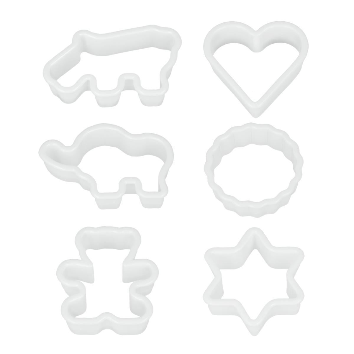 Lot de 6 emporte pièces - Plastique - 28 x 12 x 2 cm - Blanc