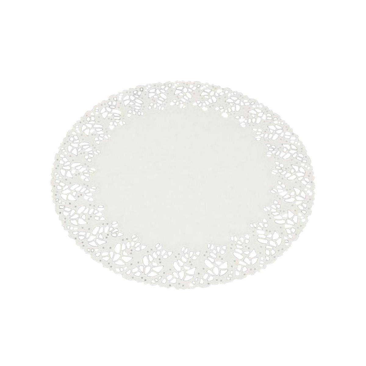 Lot de 15 napperons ronds - Papier - Diamètre 32 cm - Blanc