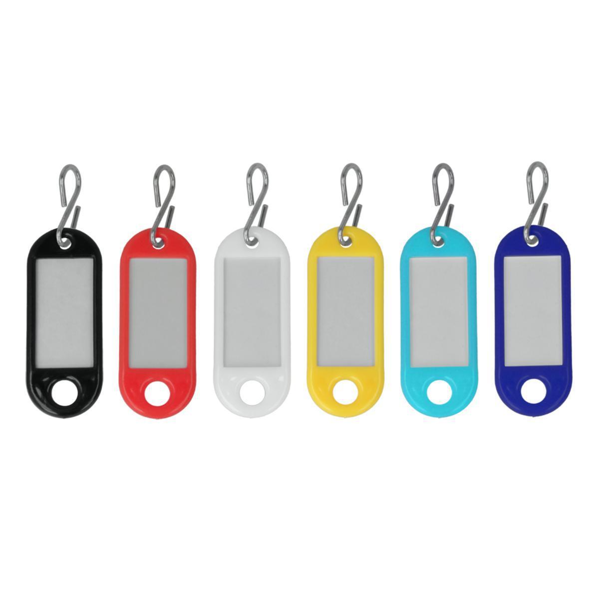 Lot de 6 porte clés identité en acier et plastique - 16 x 9,5 cm - Multicolore