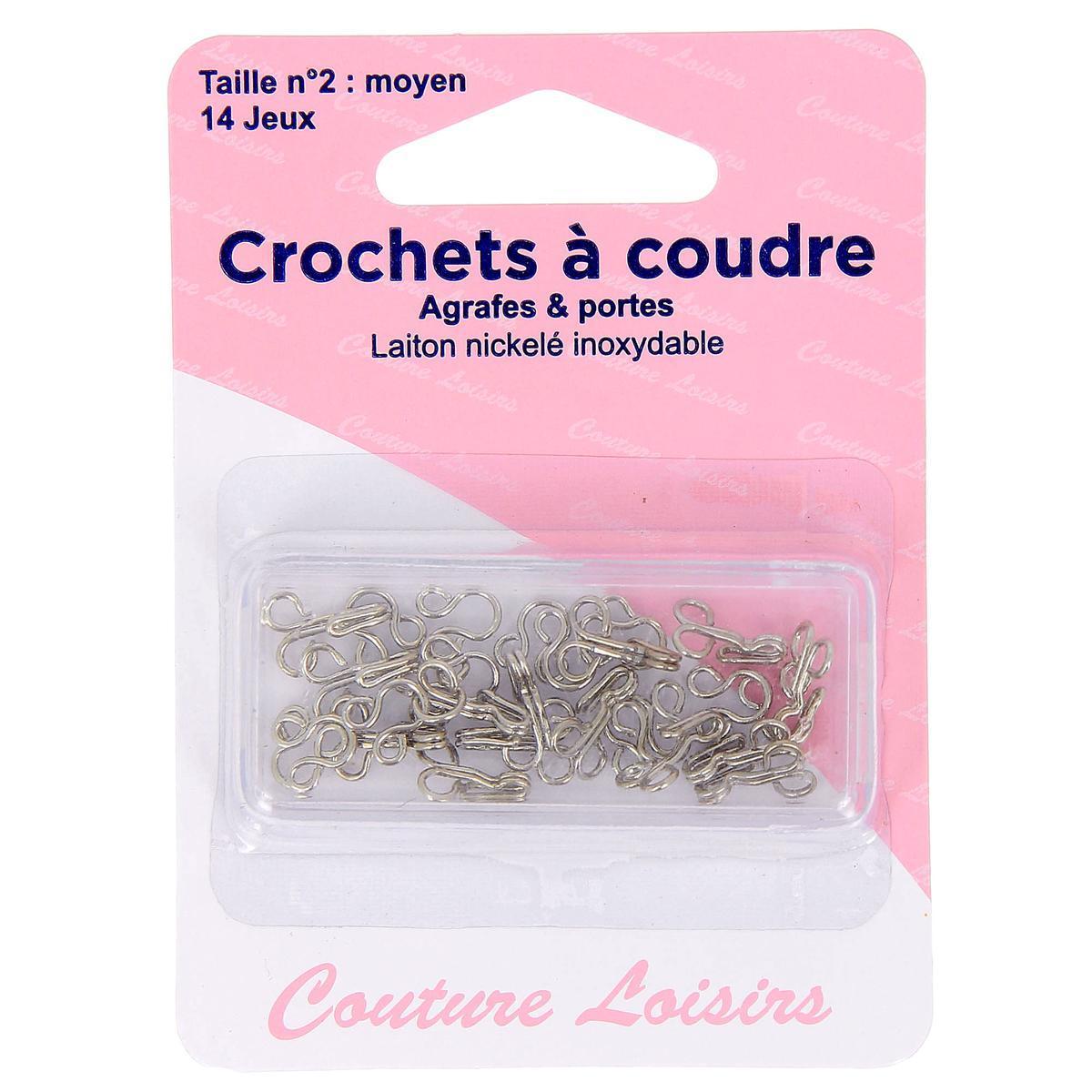 Crochets à jupe - Laiton nickelé - Taille 2 - Gris