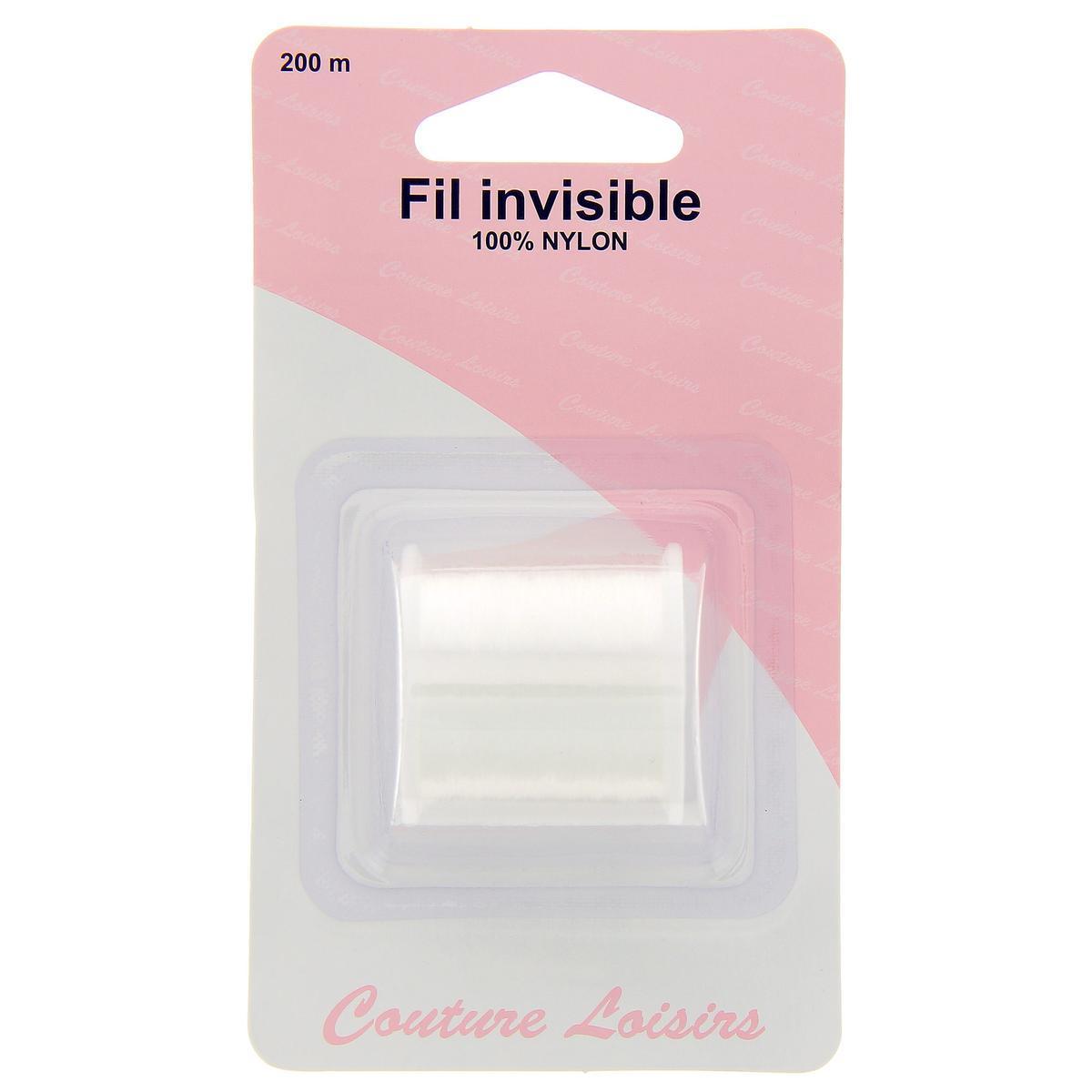 Fil invisible - 100% nylon - 200 m - Blanc