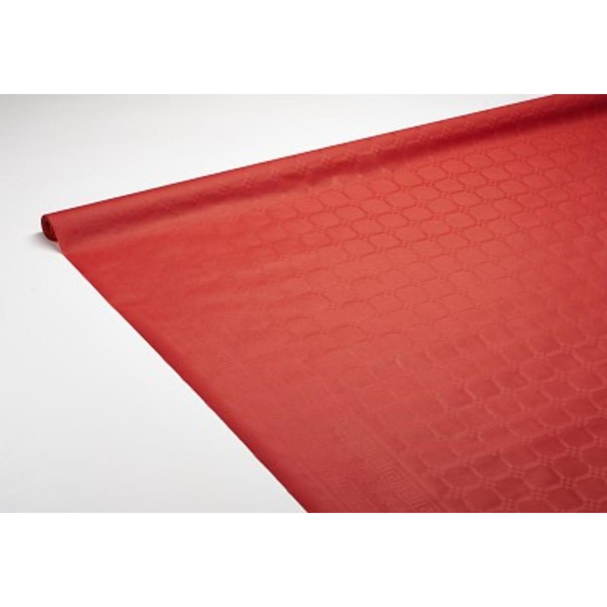 Nappe damassée - papier - 1,18 m x 6 m - Rouge