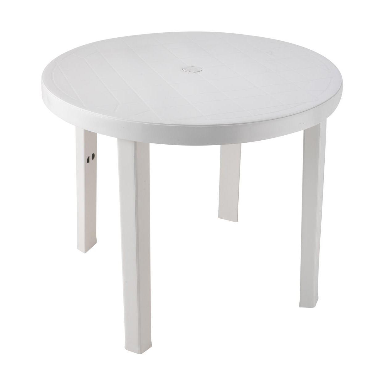 Table ronde en résine - D 87 x H 72 cm - blanc