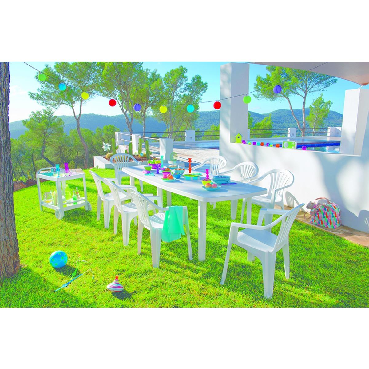 Table de jardin extensible - 180/240 x 90 x H 72 cm - Blanc