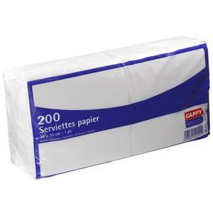 Lot de 200 serviettes - 30 x 30 cm - Ouate de cellulose - Blanc
