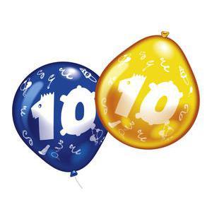 Lot de 10 ballons chiffre 10 - Latex - 25 cm - Multicolore