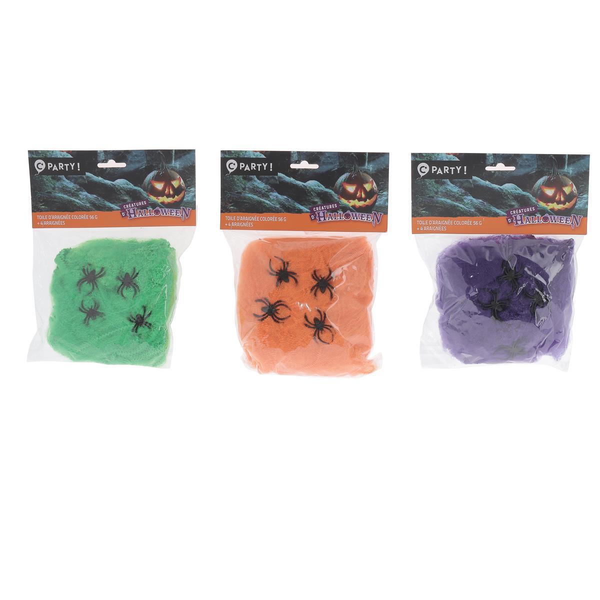 Toile colorée + 3 araignées - Différents modèles