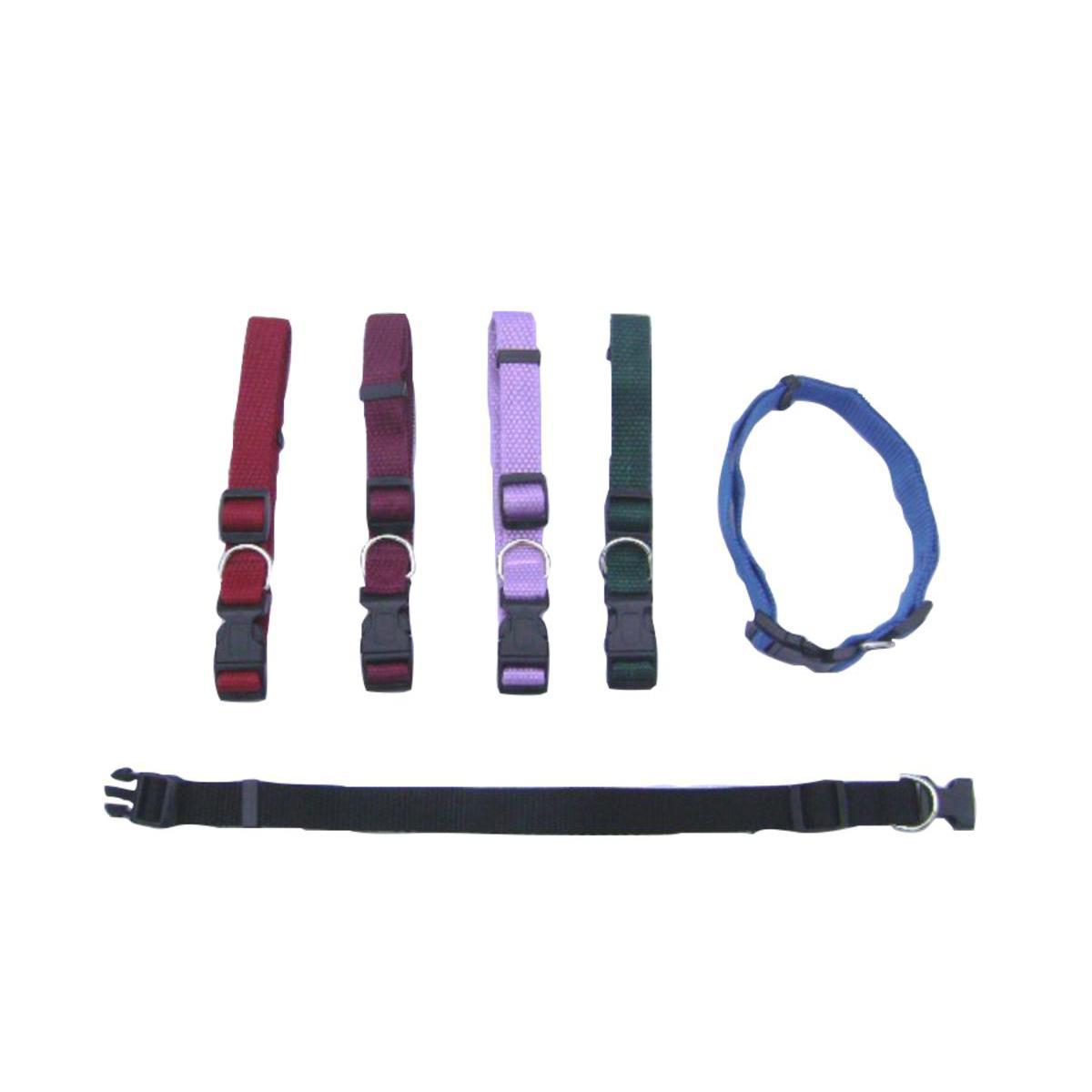 Collier réglable - Nylon - 2 x 32 à 51 cm - Noir, violet, vert, rouge et bleu