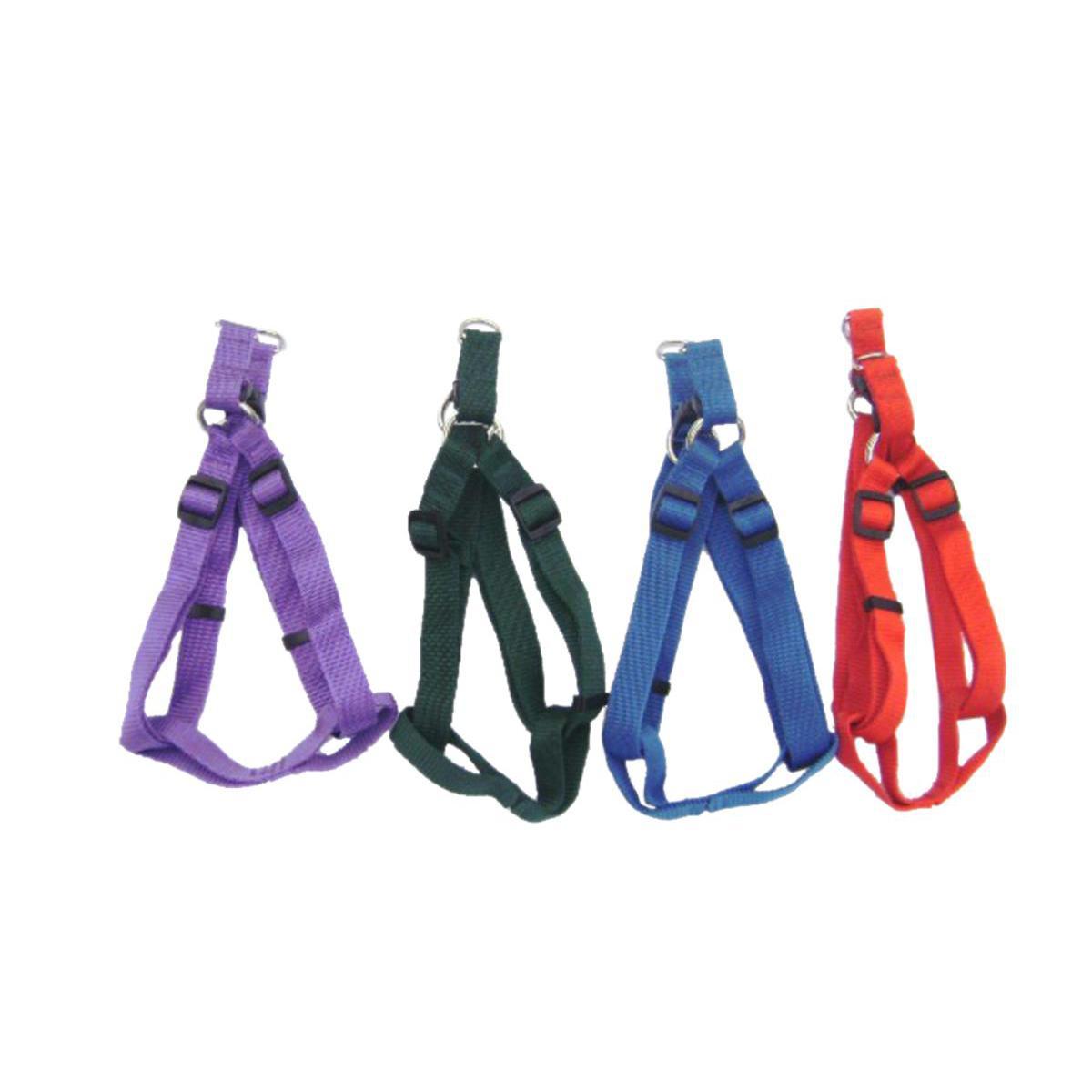 Harnais petit modèle - Nylon - 2 x 16 à 23 cm - Noir, violet, vert, rouge et bleu