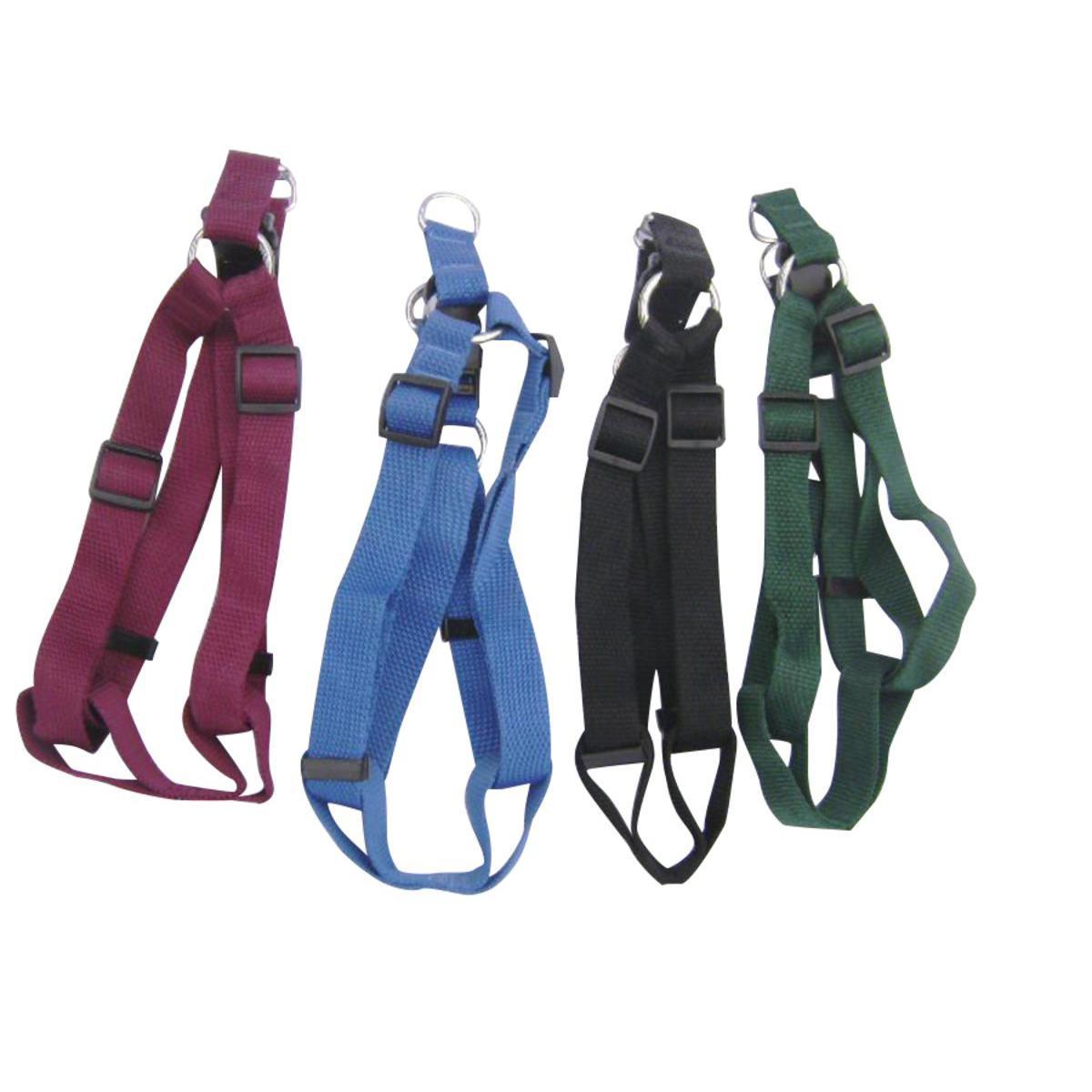 Harnais petit modèle - Nylon - 2,5 x 18 à 27 cm - Noir, violet, vert, rouge et bleu