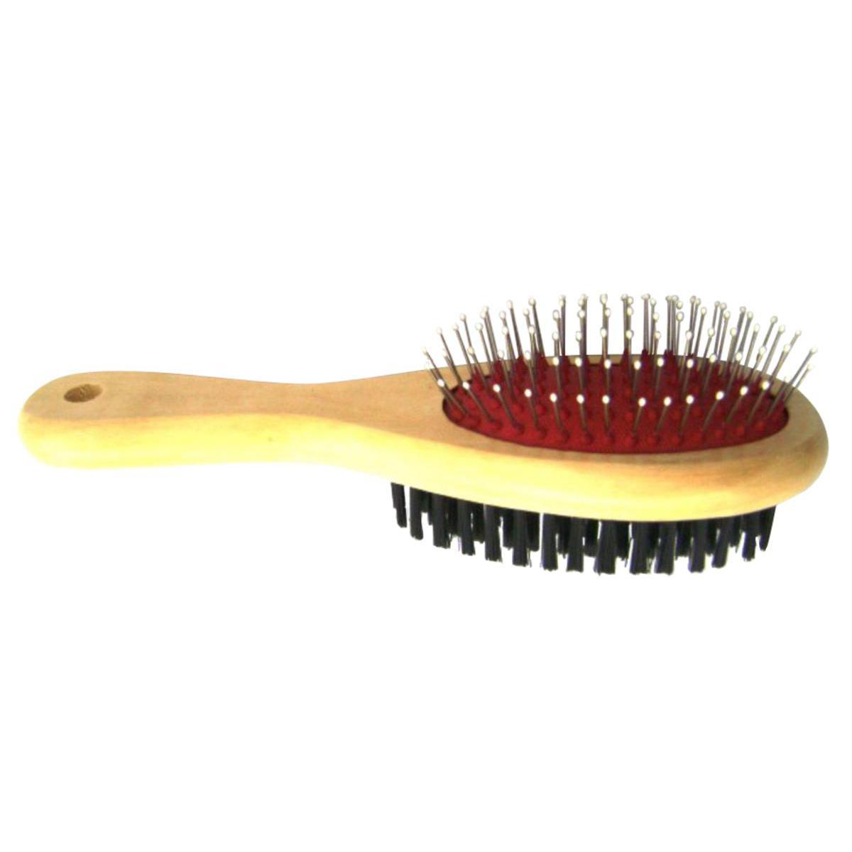 Brosse double grand modèle - Bois et métal - 21 x 6 x H 5 cm - Marron