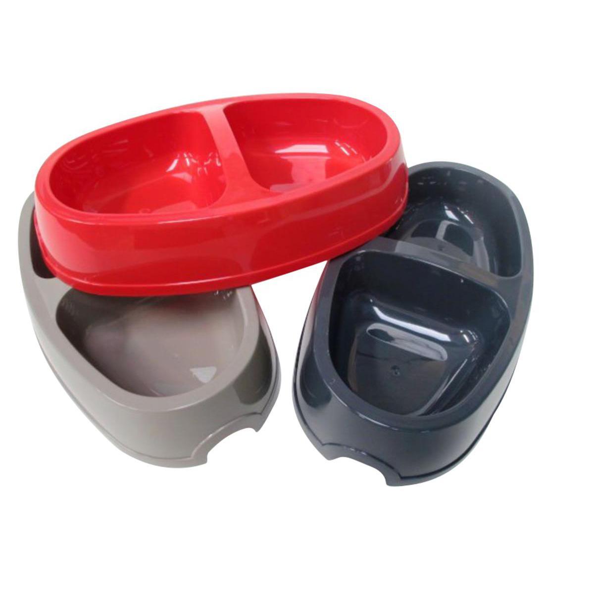 Gamelle - Plastique - 30 x 17 cm - 2 x 0,4 L - Rouge, noir ou gris