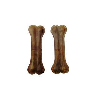 Lot de 2 os à mâcher moyen modèle - Peau de buffle - 10 x 4 x H 1,5 cm - Marron