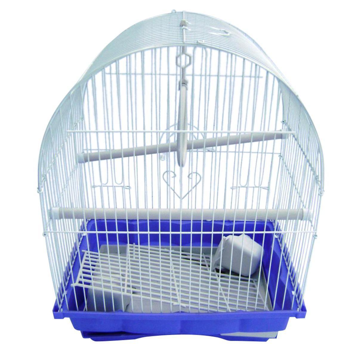 Cage à oiseaux - Plastique et acier - 30 x 23 x H 39 cm - Bleu, violet ou rouge