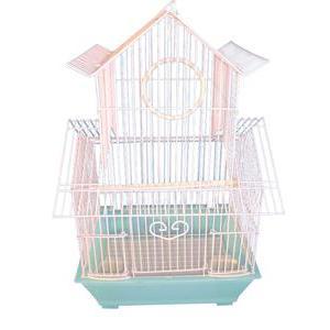 Cage à oiseaux - Plastique et acier- 30 x 23 x H 46 cm - Bleu, violet ou rouge
