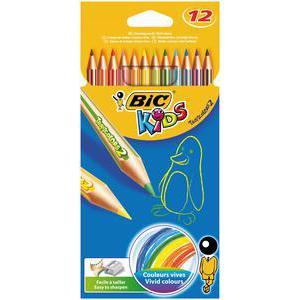 Lot de 12 crayons de couleurs - Bois - 17 cm - Multicolore