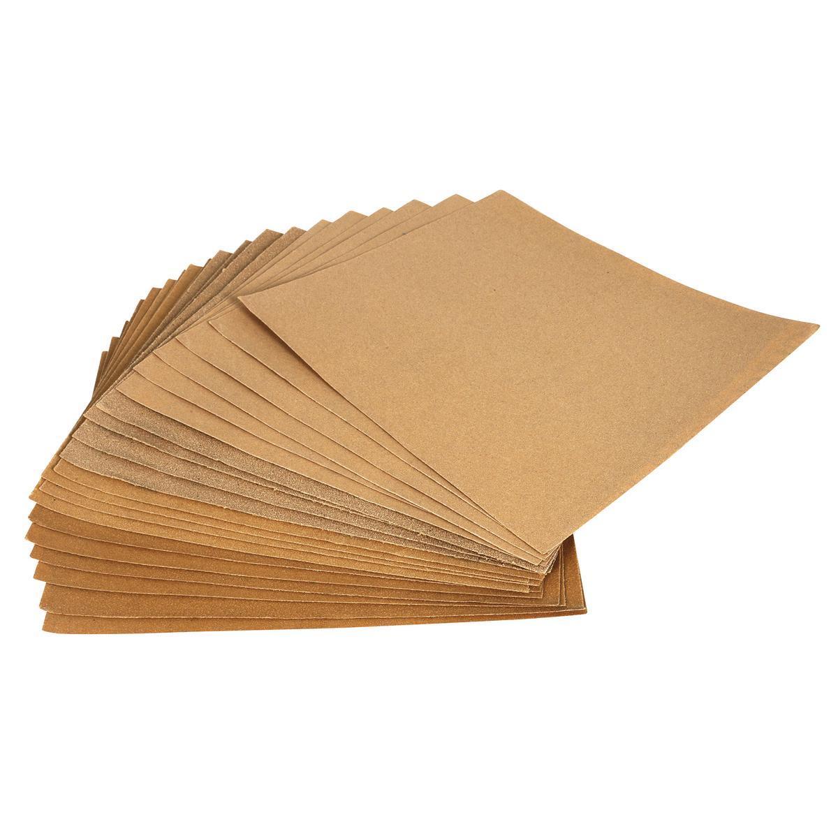 20 feuilles de Papier Abrasif - Différents gramages - 37 x 1.3 x 25 cm - Marron