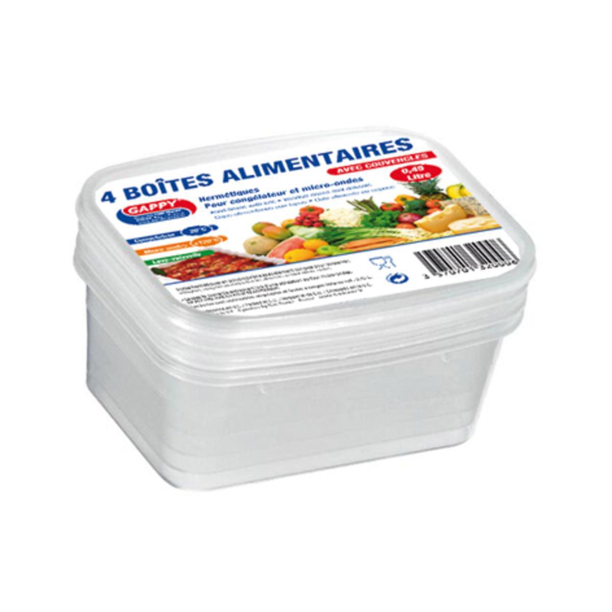 Lot de 4 boites alimentaire - 0,4 l - Polypropylène- Blanc