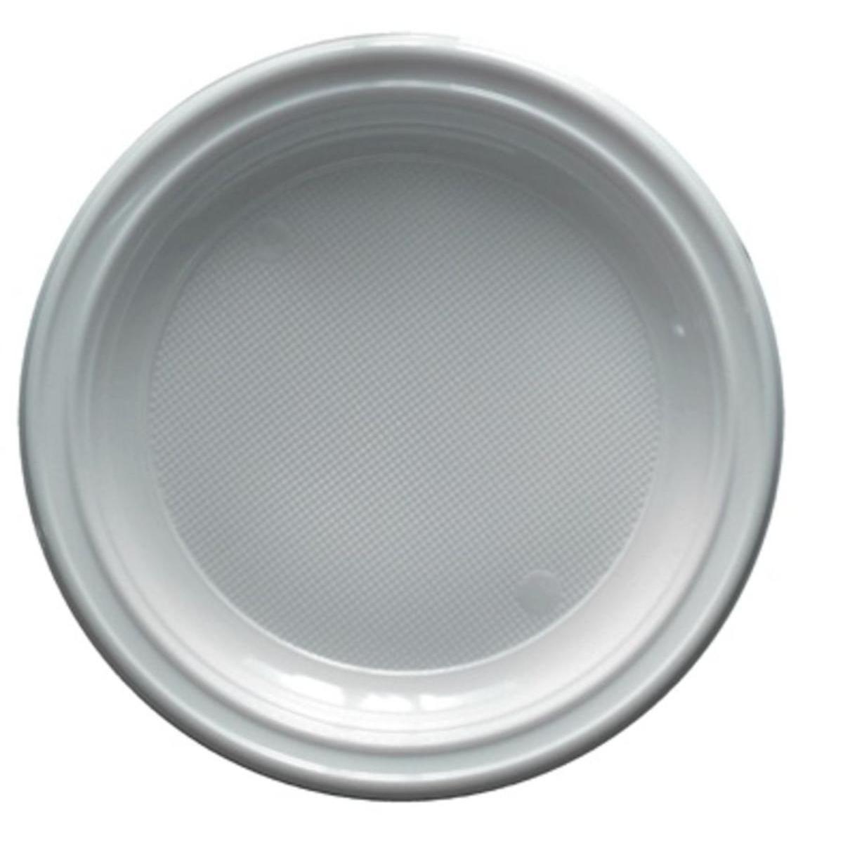 Lot de 50 assiettes rondes Gappy - 17 cm -Polystyrène- Blanc