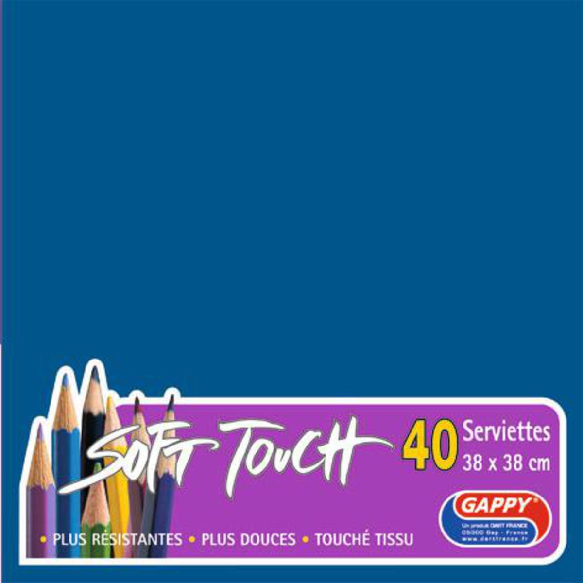 Lot de 40 serviettes en papier Soft Touch Gappy - 38 x 38 cm - Pure Ouate de Cellulose - Bleu marine