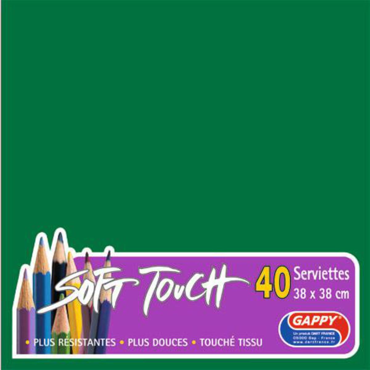 Lot de 40 serviettes en papier Soft Touch Gappy - 38 x 38 cm - Vert