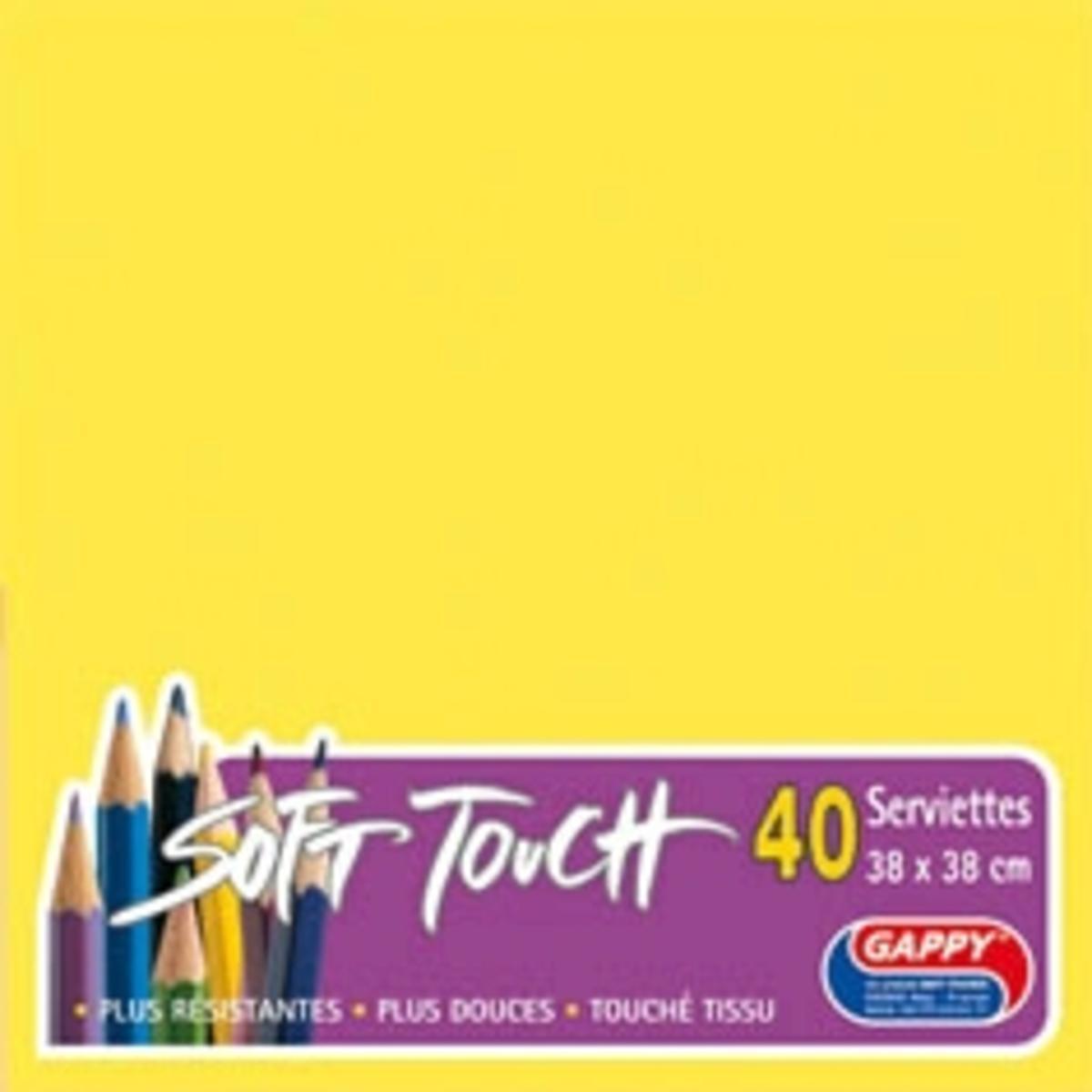 40 serviettes Soft Touch Gappy - 38 x 38 cm - Jaune
