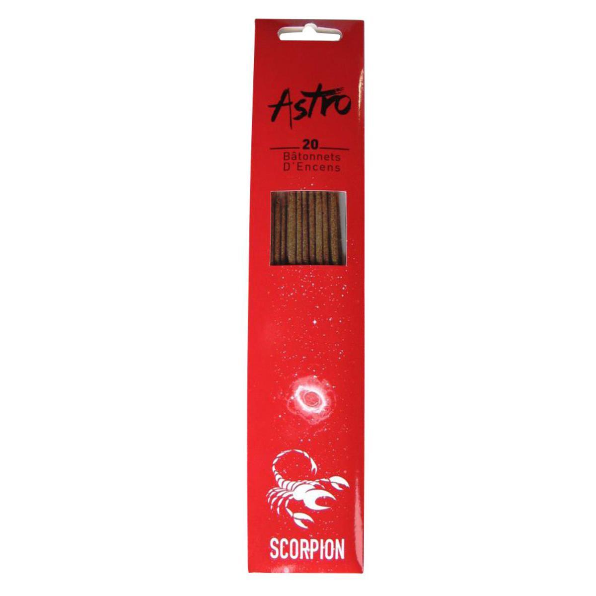 Lot de 20 bâtonnets encens Scorpion - Bois écorces - 31 x 6,5 cm - Rouge