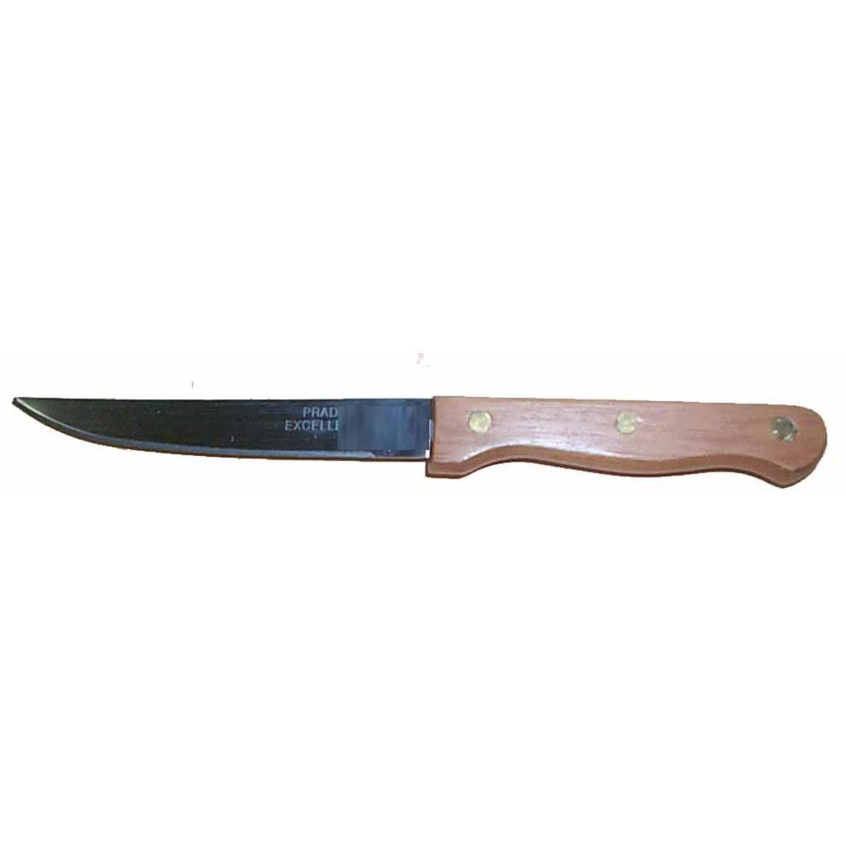 3 couteaux à steak - Acier inoxydable - Manche bois - 23 cm Marron