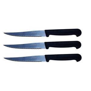 3 couteaux à steak - Acier inoxydable - Noir