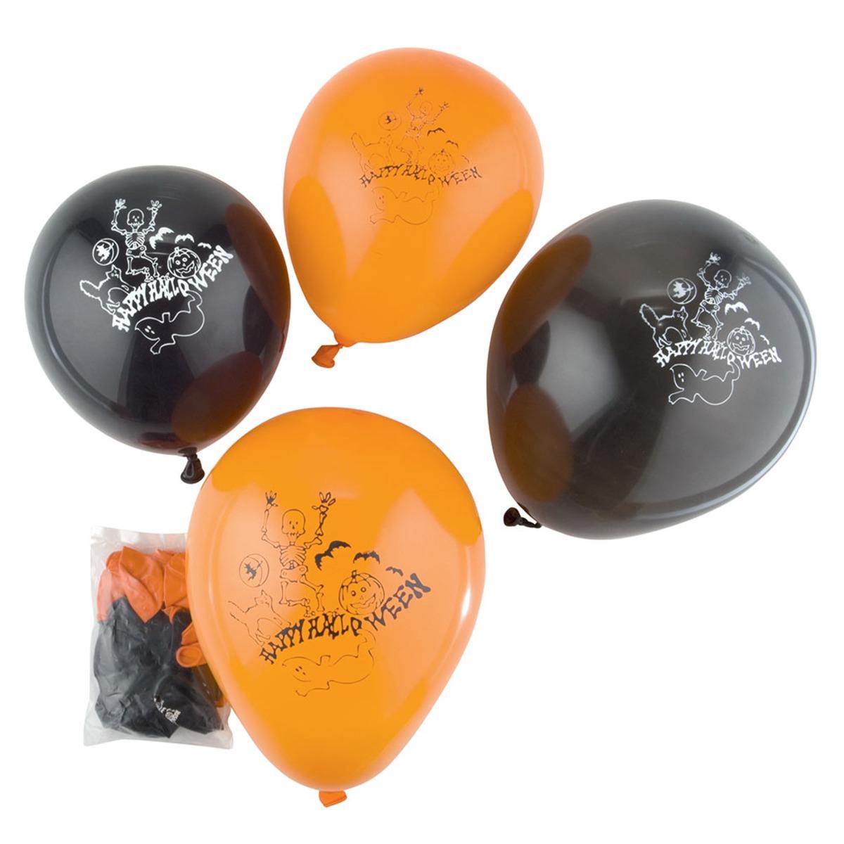 Lot de 100 ballons - 25 cm - Noir et orange